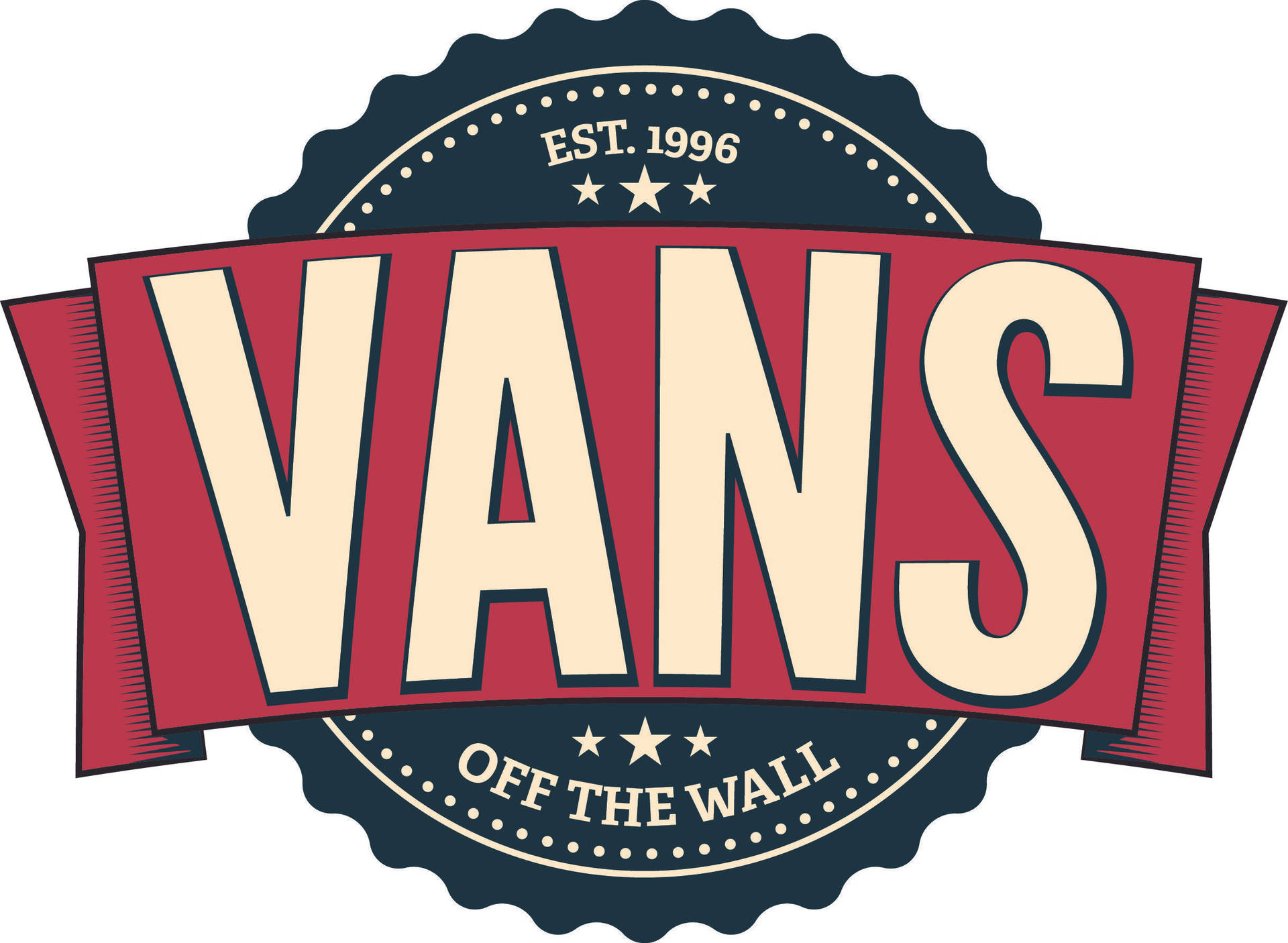 Vans品牌標誌，帶有「EST. 1996」和「OFF THE WALL」文字的復古設計。