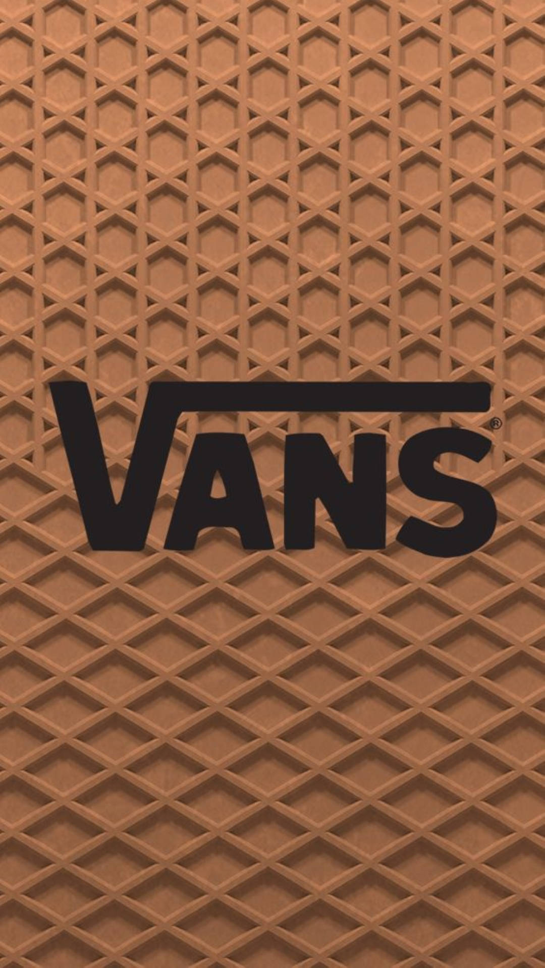 VANS標誌在棕色窩夫紋理背景上