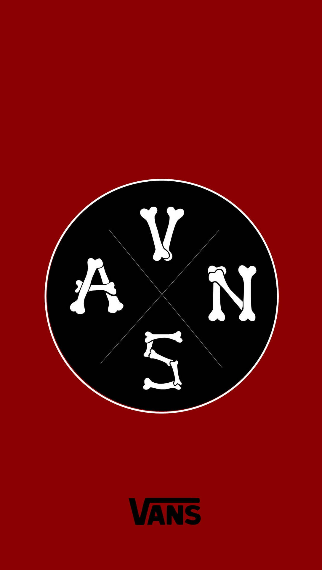 紅色背景上的骨頭字母VANS標誌