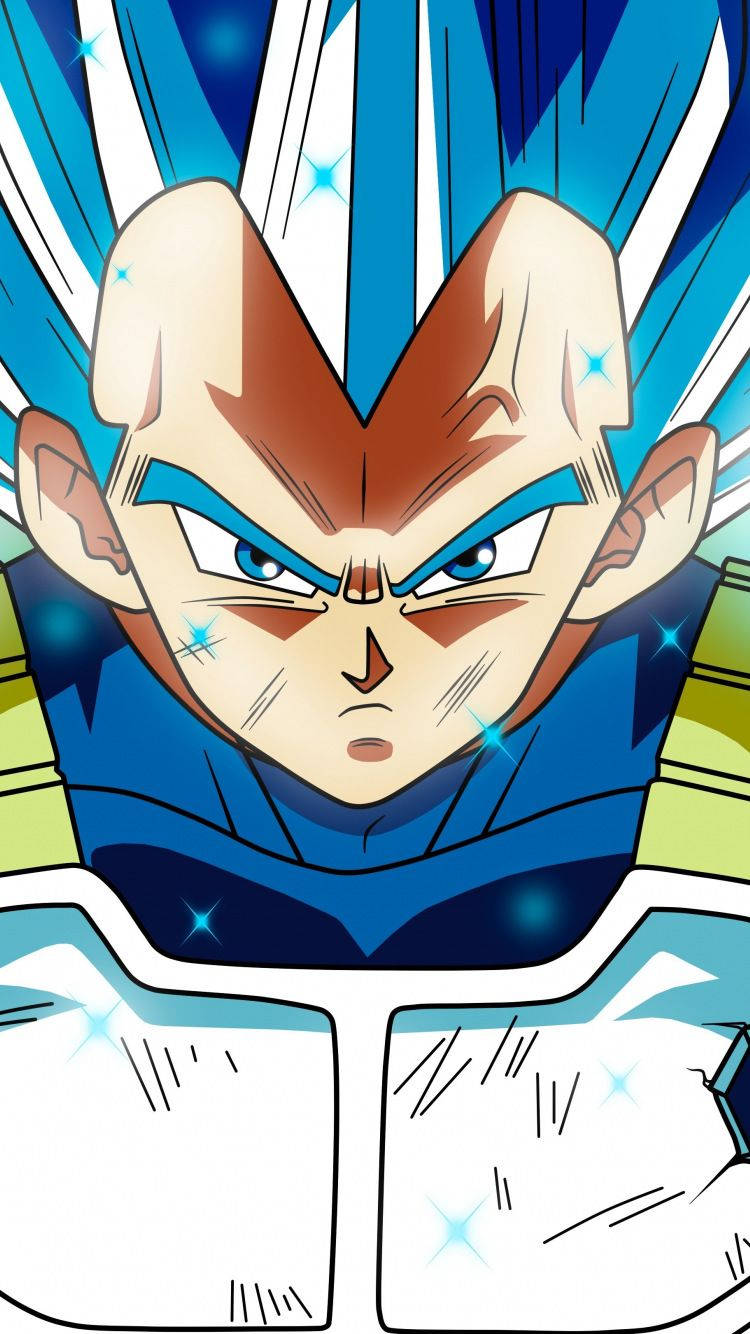 Vegeta - 超級賽亞人變身 壁紙 — 比達在超級撒亞人藍狀態下的特寫，擁有強烈的藍色頭髮和發光的眼睛，背景是星空宇宙。