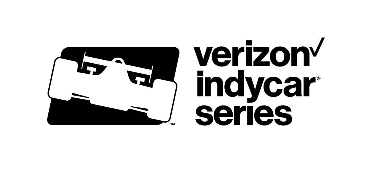 Verizon印地賽車系列標誌 壁紙 — Verizon IndyCar Series 的黑白標誌，特色是風格化的賽車剪影。