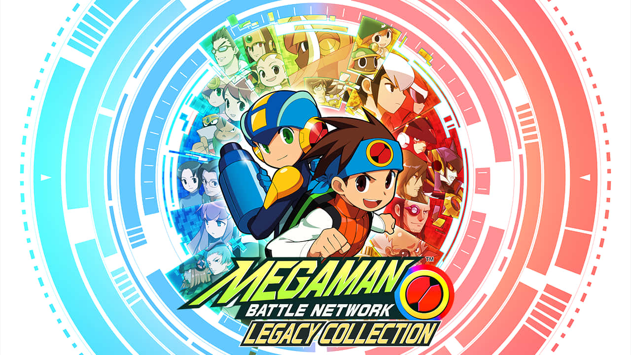 洛克人 桌布 壁紙 — 《Mega Man Battle Network Legacy Collection》中充滿活力的動漫角色衝破色彩繽紛的數碼環。