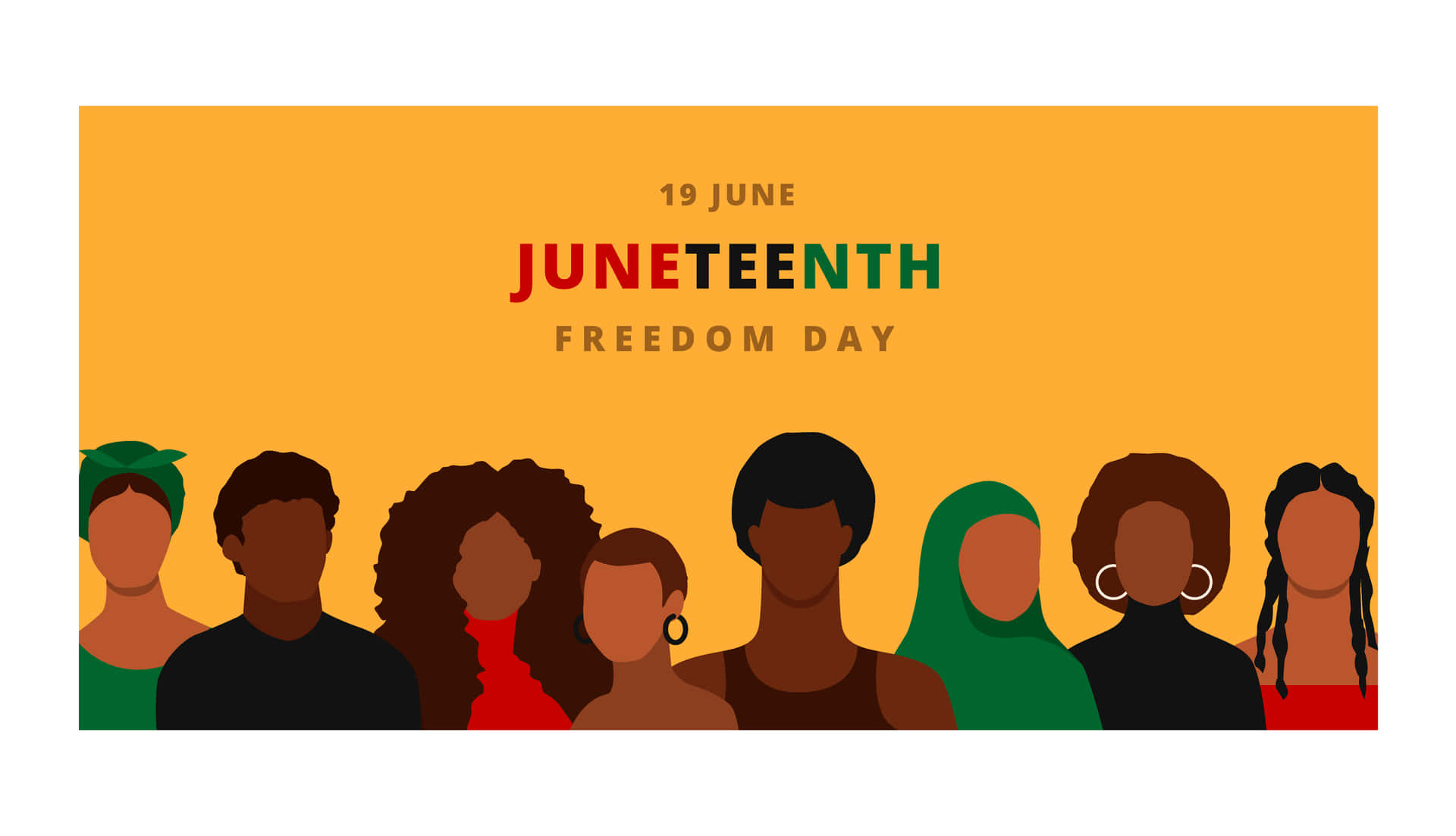 插圖中的多元化黑人群體慶祝 Juneteenth Freedom Day。 — 星期五的13日 壁紙