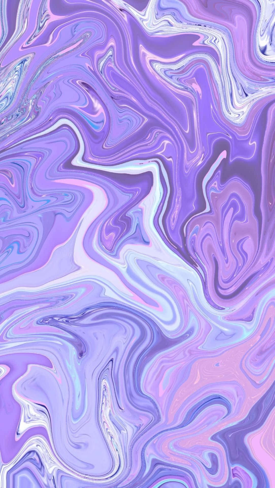 Purple Marble 桌布 壁紙 — 充滿活力的漩渦抽象圖案，由薰衣草紫、粉紅和白色的流體色彩動態流動而成。
