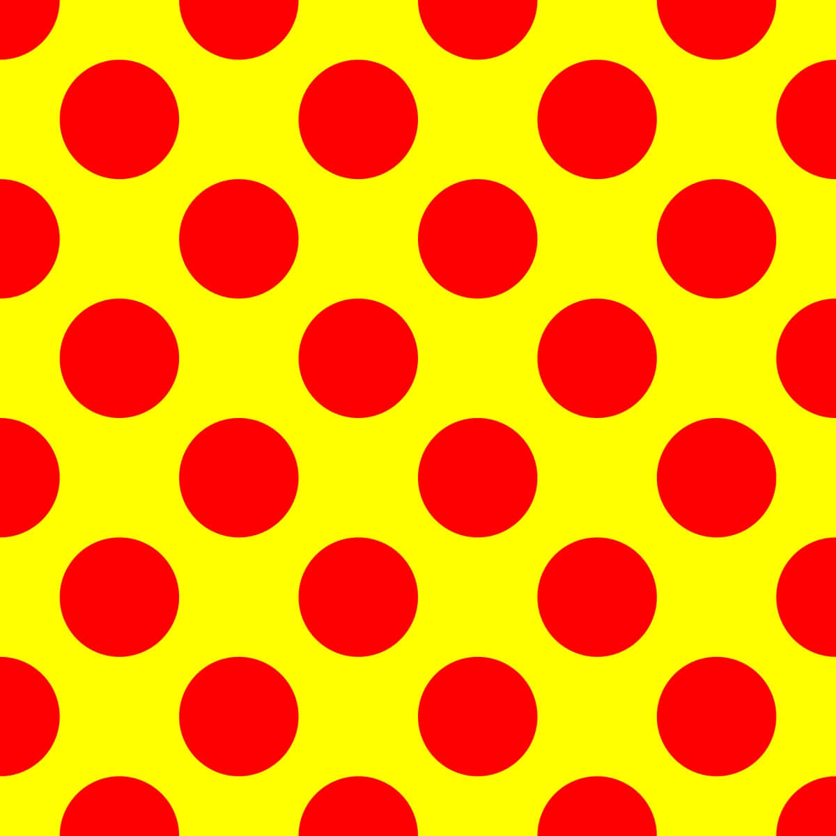Yellow Polka Dot 桌布 壁紙 — 充滿活力的黃色背景，覆蓋著大膽的紅色圓點，形成重複圖案。