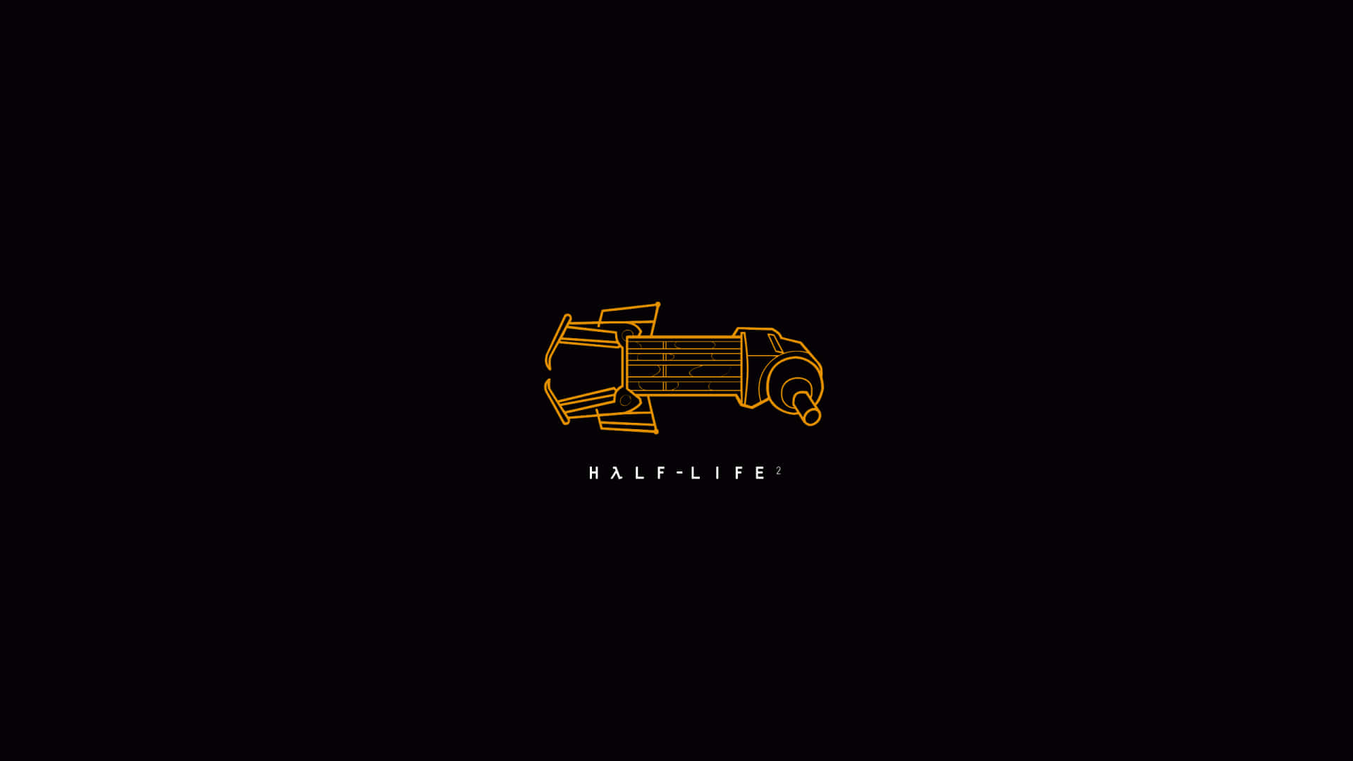 黑色背景上 Half-Life 2 的黃色線條藝術槍標誌。