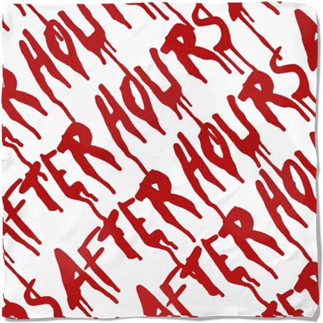 Vlone After Hours 枕頭圖案 壁紙 — 紅色滴落嘅「AFTER HOURS」文字喺白色布料背景上對角重複。