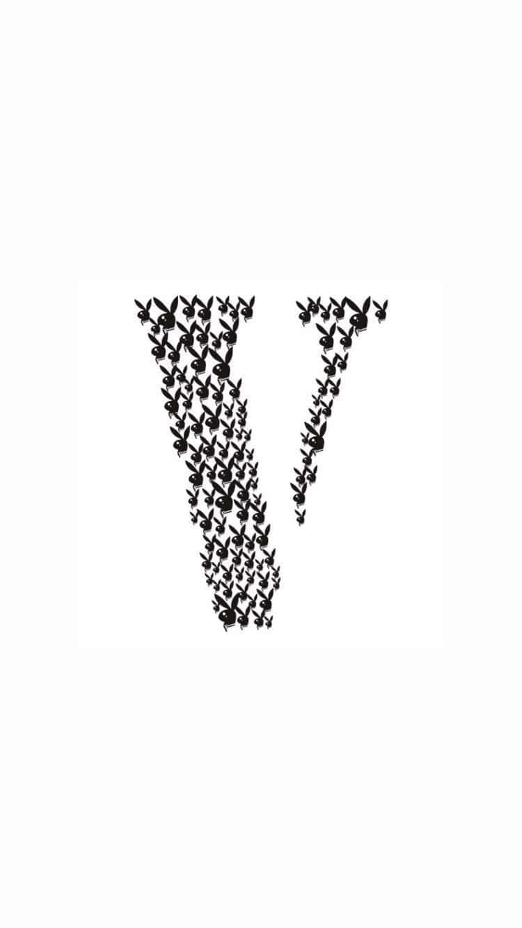 一個由黑色兔子剪影在白色上組成的風格化字母V。