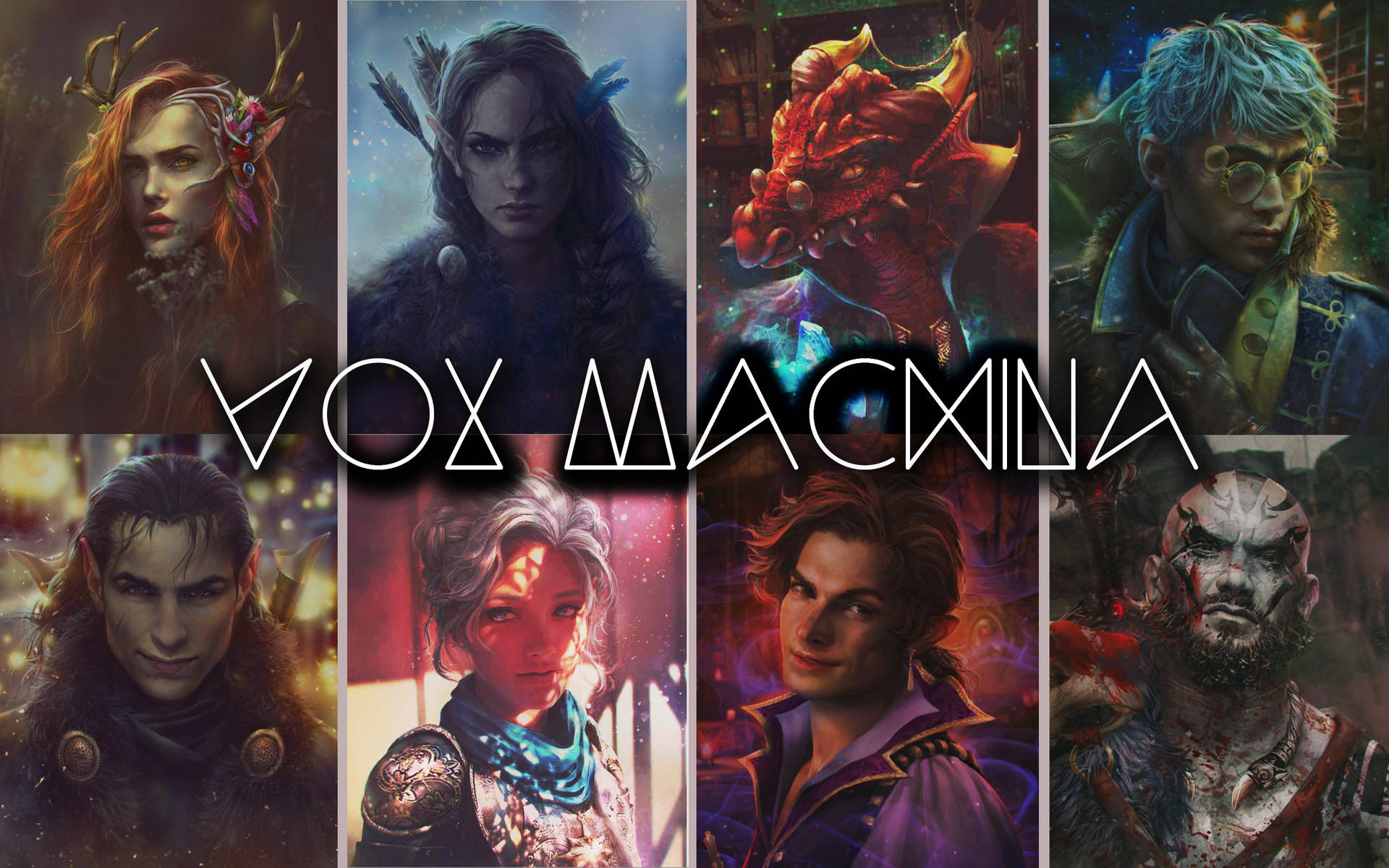來自 Vox Machina 的八個奇幻角色，每個都有獨特的設計和表情。