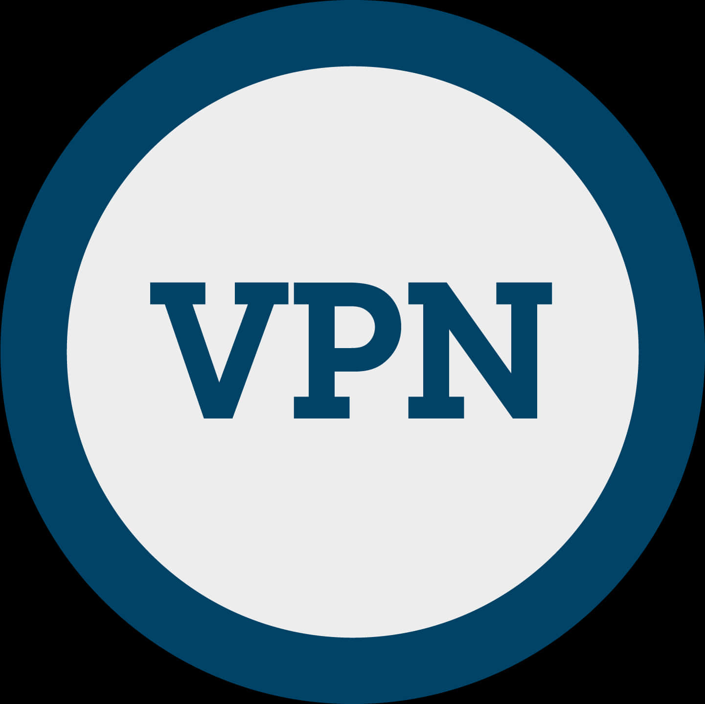 VPN 藍色圓形標誌 壁紙 — 一個極簡風格的圓形VPN圖標，淺灰色背景上有粗體藍色字母，並由深藍色圓環框住。