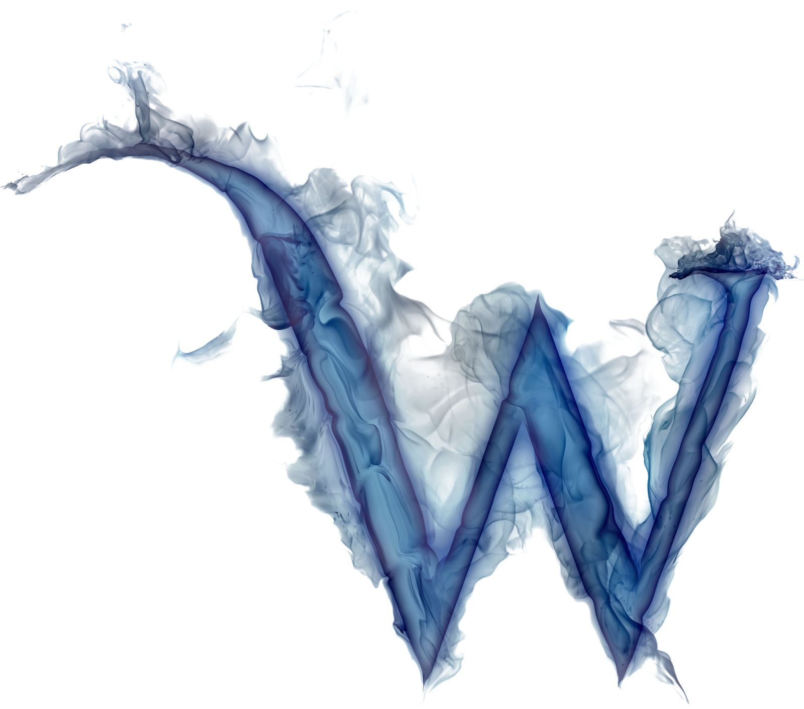 抽象藍色煙霧字母W 壁紙