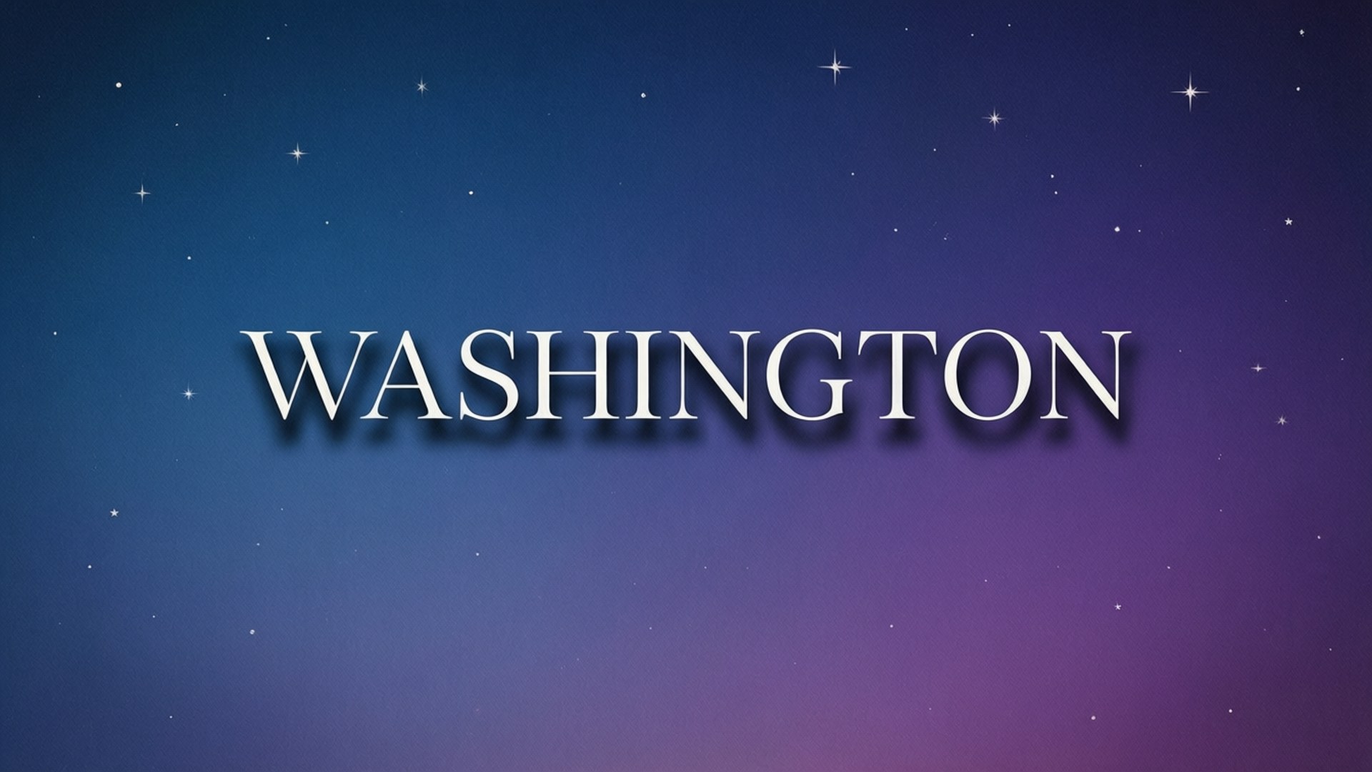 「Washington」以白色文字顯示喺星空藍紫色天空背景上