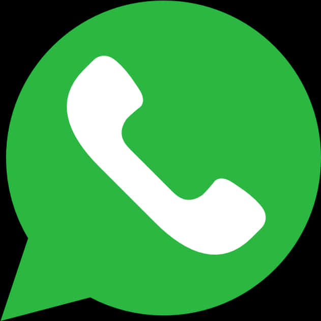 WhatsApp 標誌綠色背景 壁紙 — 一個大膽的綠色對話氣泡圖標，內有白色電話聽筒，背景為黑色。