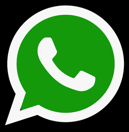 WhatsApp 綠色背景標誌 壁紙 — 一個大膽的綠色WhatsApp標誌，在黑色背景上的對話氣泡內有白色電話圖標。