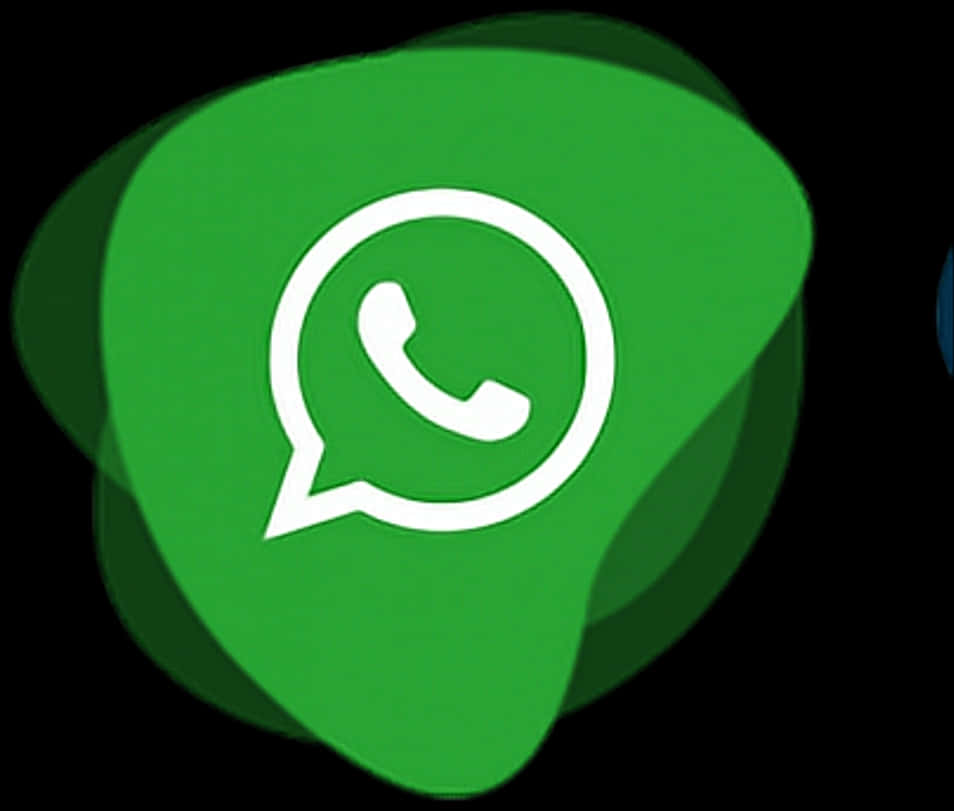 WhatsApp深色背景標誌 壁紙 — 一個發光的綠色WhatsApp標誌圖標，中央有白色電話符號，背景為深色。
