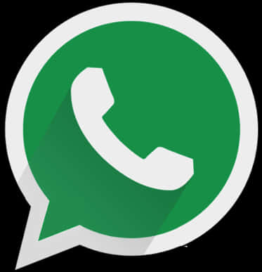 WhatsApp圖標 壁紙 — 一個綠色WhatsApp標誌，對話氣泡內有白色電話圖標，背景為黑色。