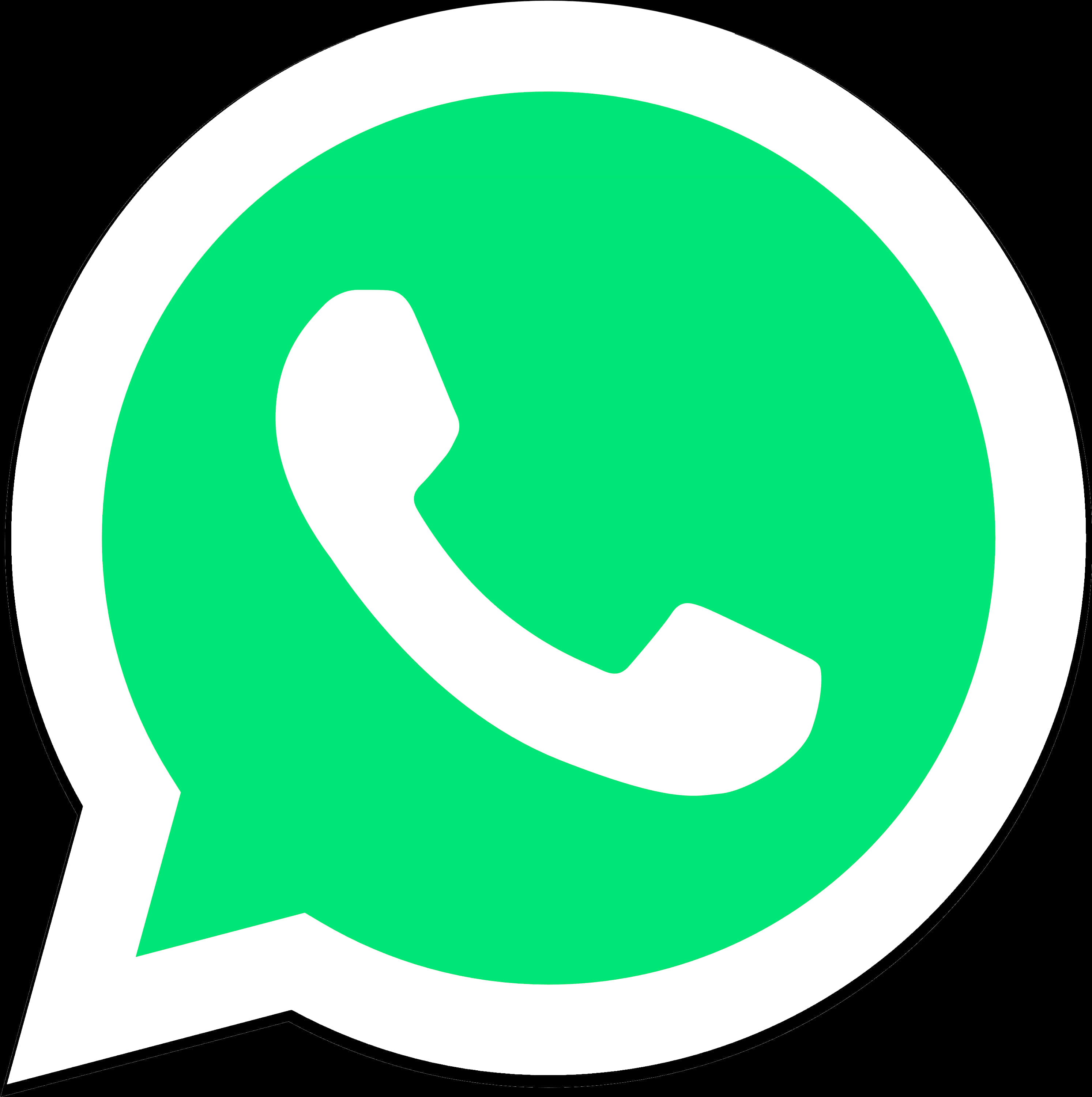 WhatsApp標誌圖示 壁紙 — 一個鮮綠色嘅WhatsApp標誌，對話氣泡入面有一個白色電話圖示，背景係黑色。