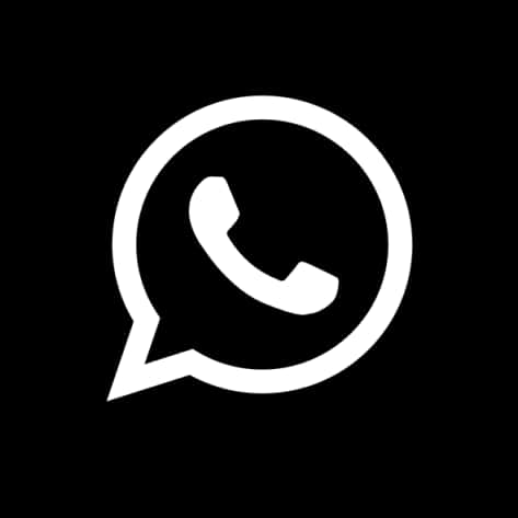 黑色背景WhatsApp標誌 壁紙 — 一個簡約的白色WhatsApp標誌圖示，居中於純黑色背景上。