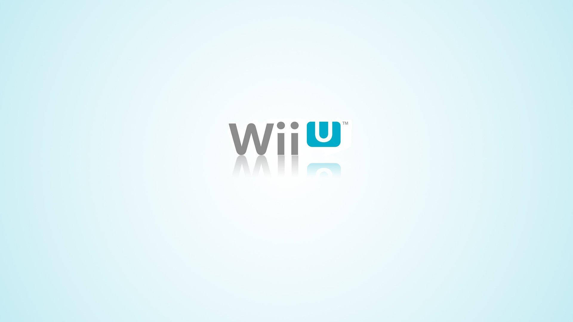 Wii U 標誌在淺藍色漸變背景上的倒影。