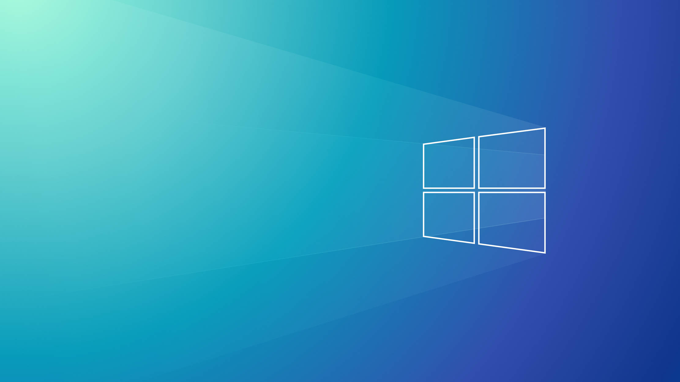 Windows 11 最簡藍色 壁紙 — 一個極簡的Windows標誌圖示漂浮在漸變藍色背景上，背後散發出柔和的光線。