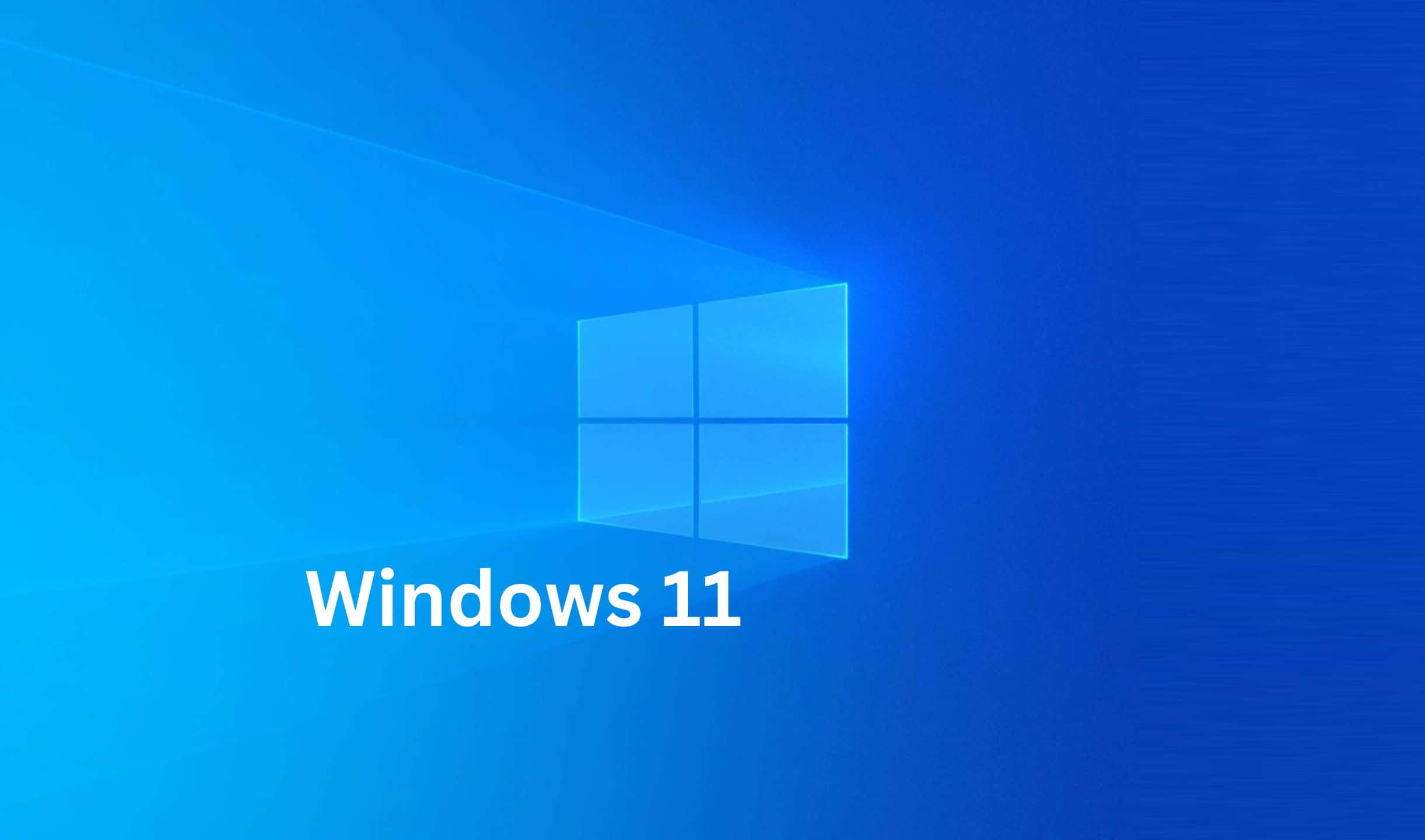 Windows 11標誌在藍色漸變背景上帶有光線