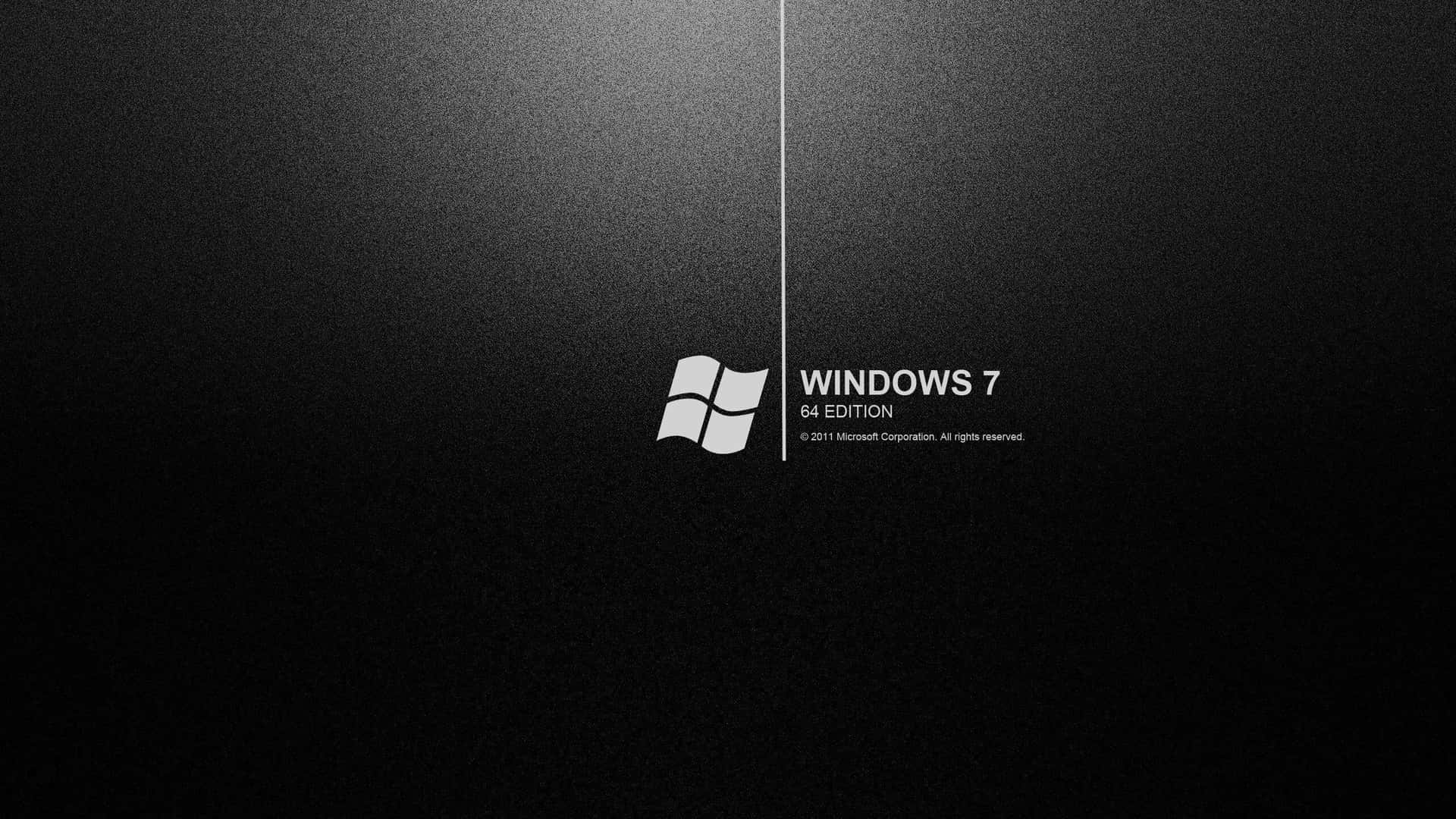 Windows 7 64 Edition 標誌和文字在紋理深色背景上。