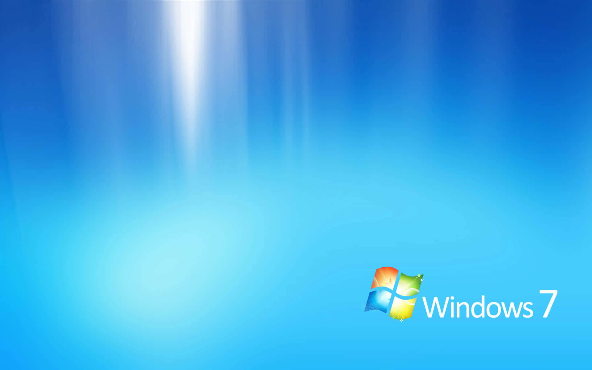 Windows 7 標誌與光束在藍色漸變背景上