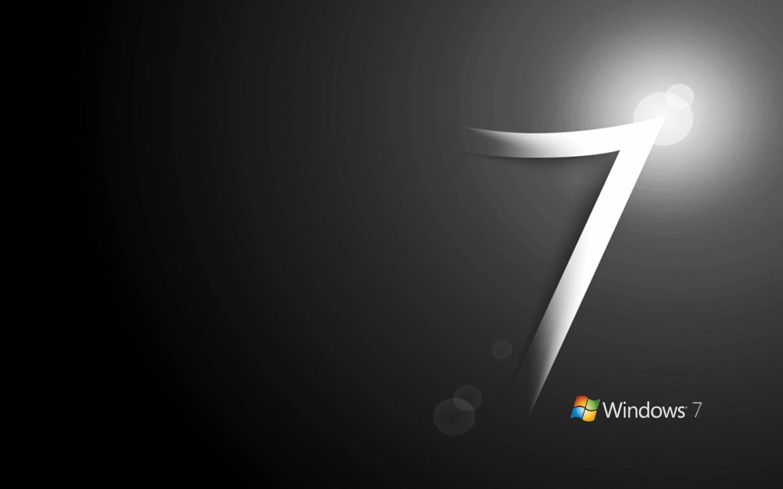 Windows 7標誌，帶有在深色漸變背景上發光的數字7