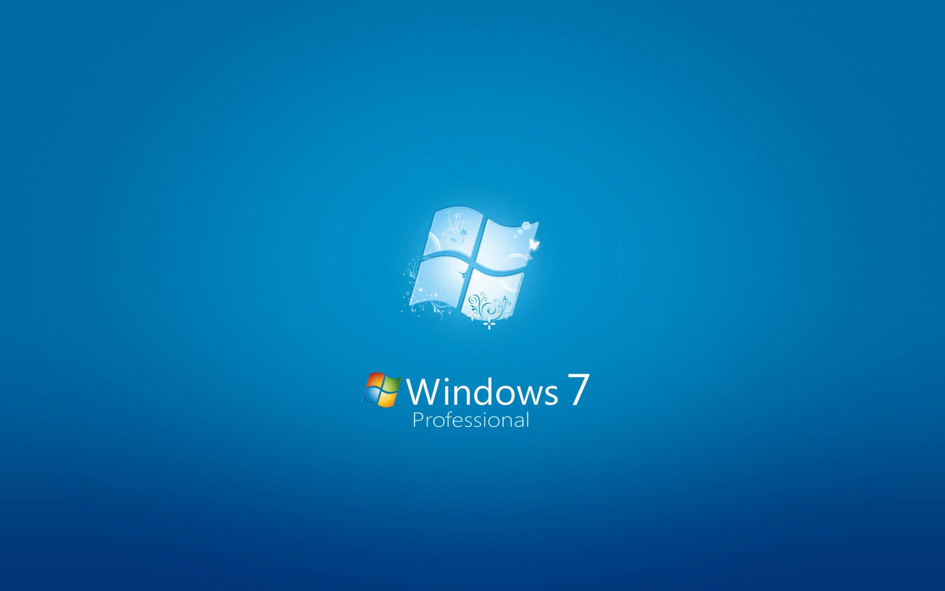 Windows 7 Professional 標誌在藍色漸變背景上