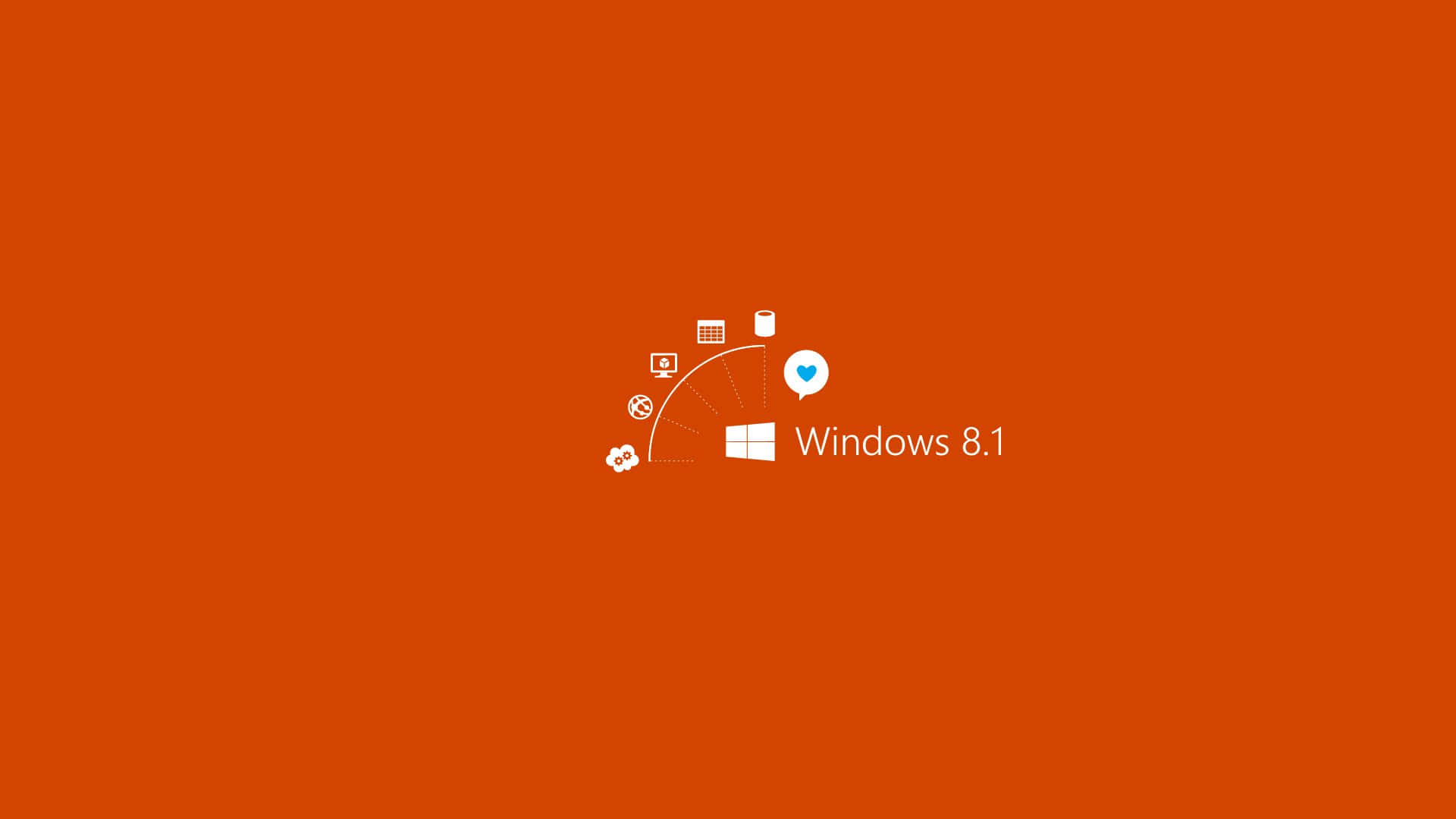 Windows 8 桌布 壁紙 — Windows 8.1 標誌，帶有應用程式圖標，背景為純橙色。