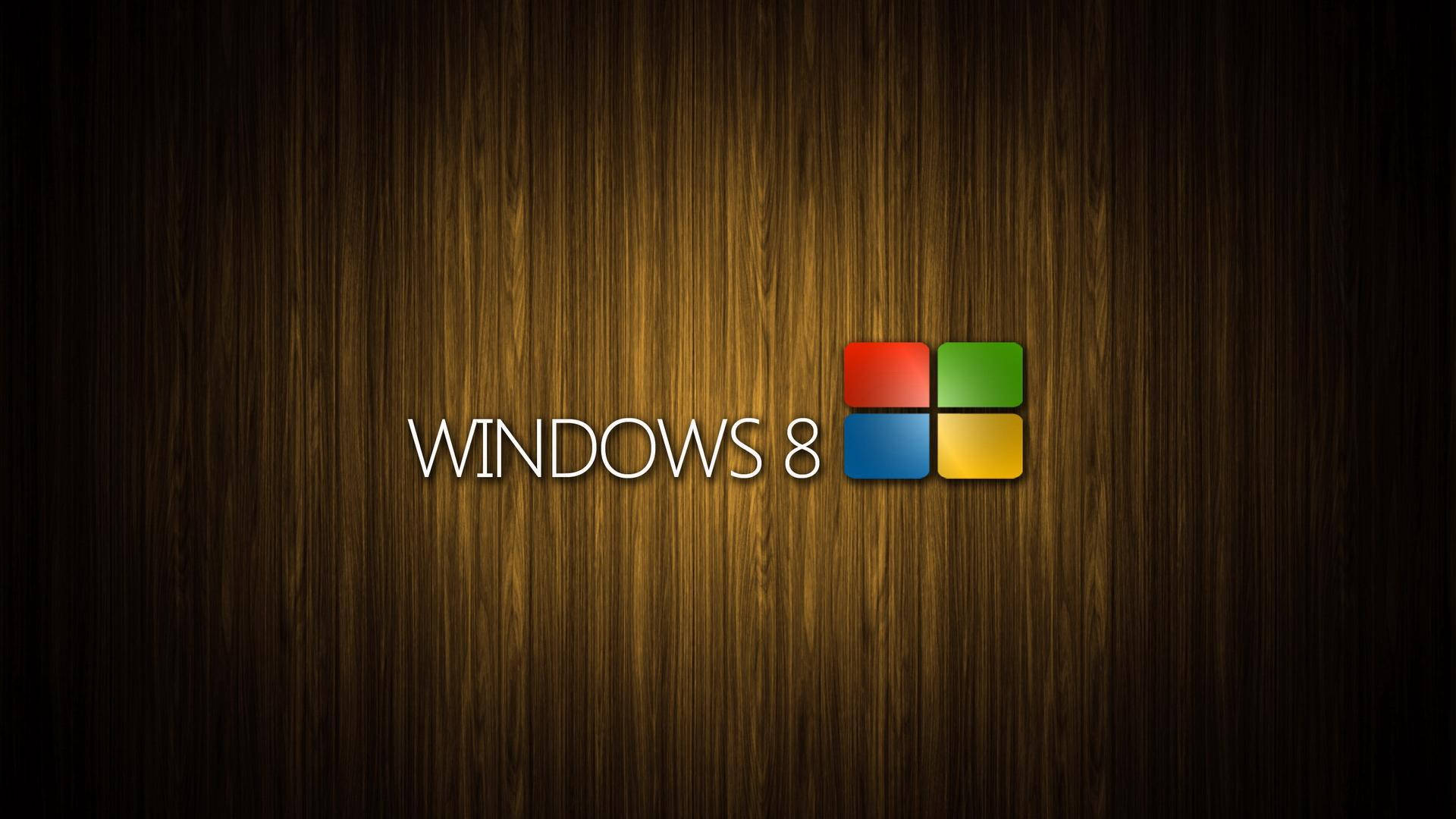 深色木紋背景上的 Windows 8 標誌