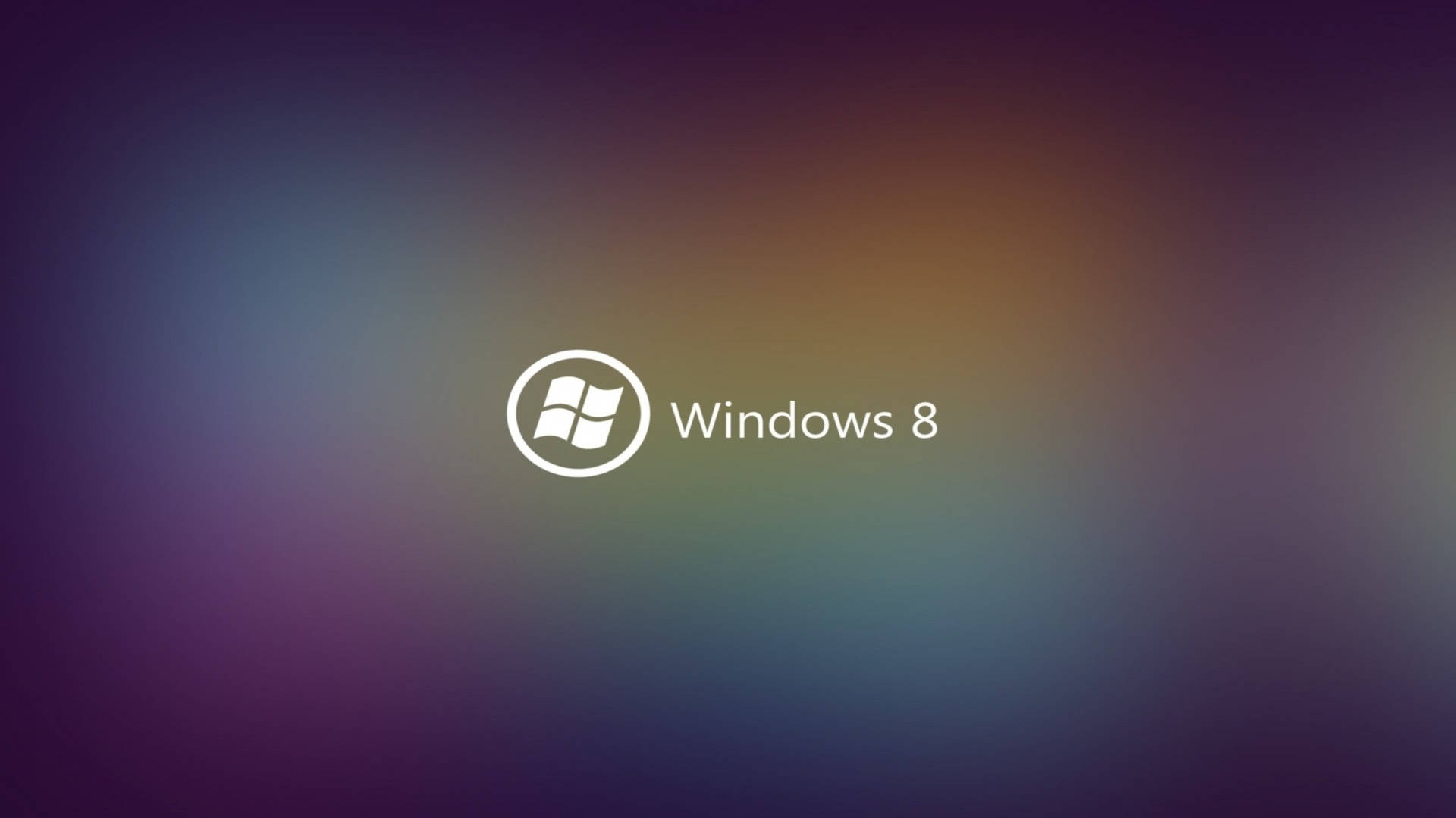 漸變動畫 桌布 壁紙 — Windows 8 標誌居中於柔和漸變背景上，混合紫色、藍綠色和金色色調。