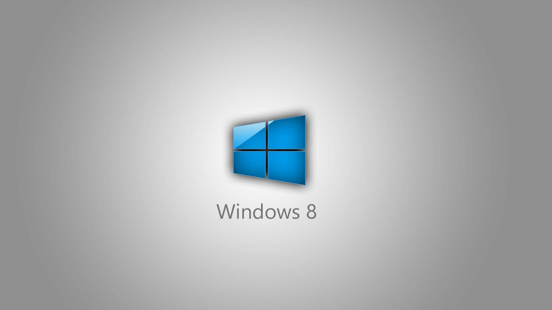 漸變動畫 桌布 壁紙 — Windows 8 標誌居中於柔和的灰色漸變背景上，帶有微妙的燈光效果。