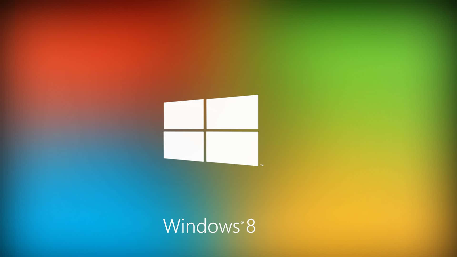 Windows 8 桌布 壁紙 — Windows 8 標誌居中於紅、藍、綠、黃的鮮豔漸變背景上。