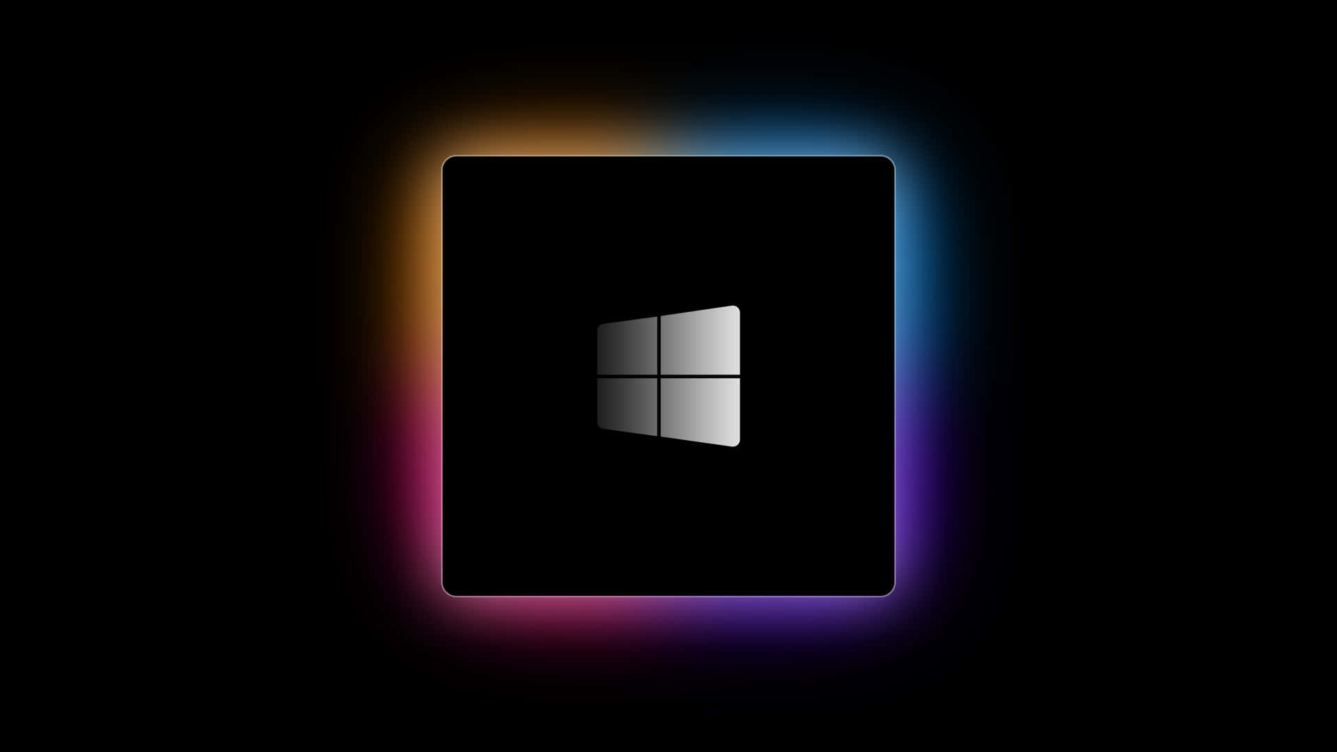 Windows 標誌在黑色背景上帶有彩色發光光環