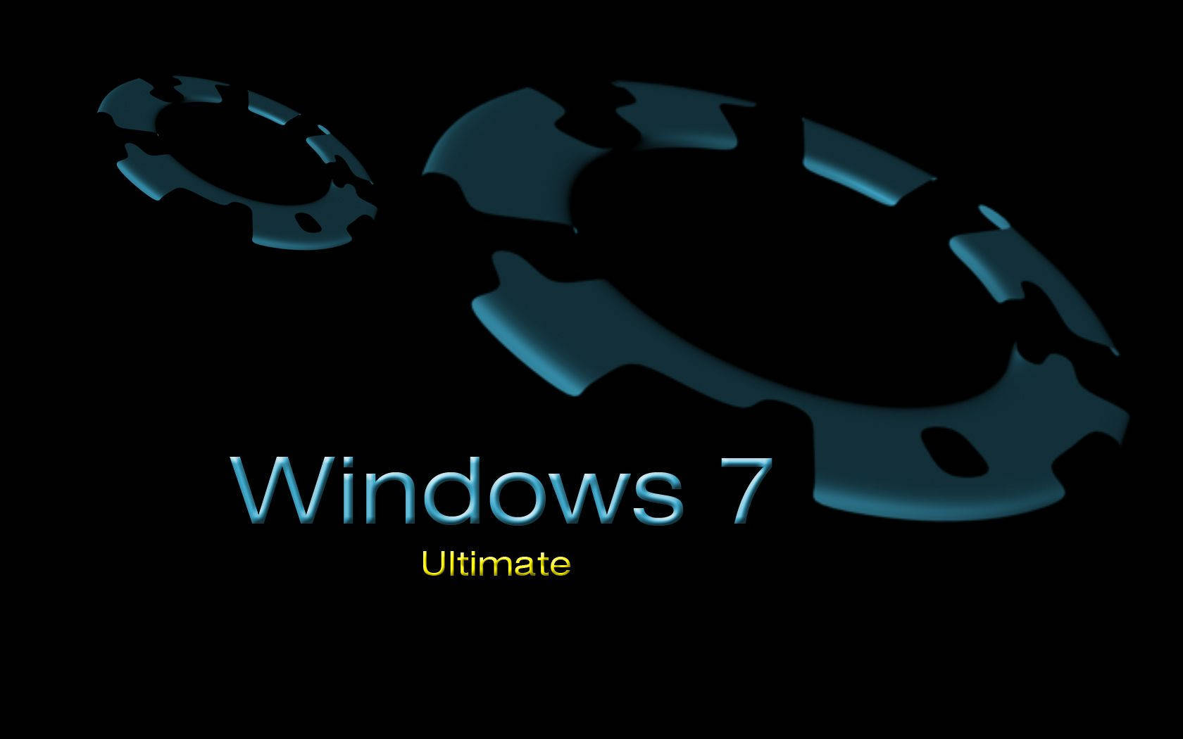 極致Windows鎖屏標誌 壁紙 — 發光的藍色Windows 7標誌，帶有齒輪形狀，背景為黑色。