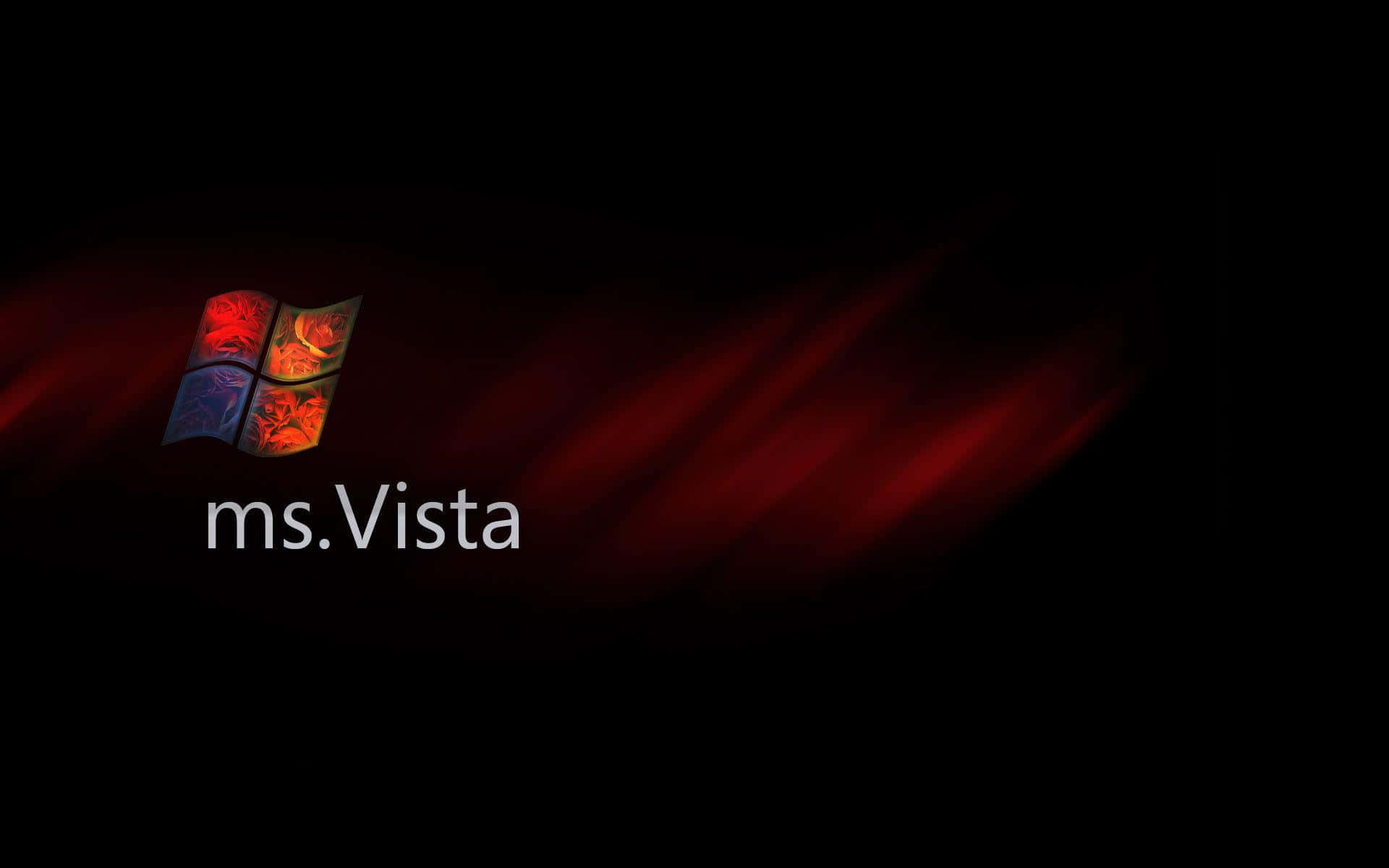 Windows Vista 桌布 壁紙 — Windows Vista 標誌在黑暗背景上散發出火紅和藍色調的光芒，並帶有輻射狀條紋。