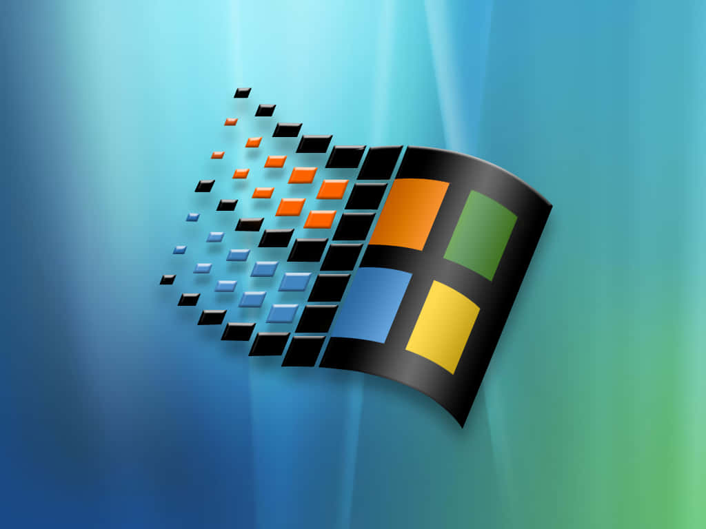 在漸變背景上由彩色像素方塊組成的 Windows 標誌