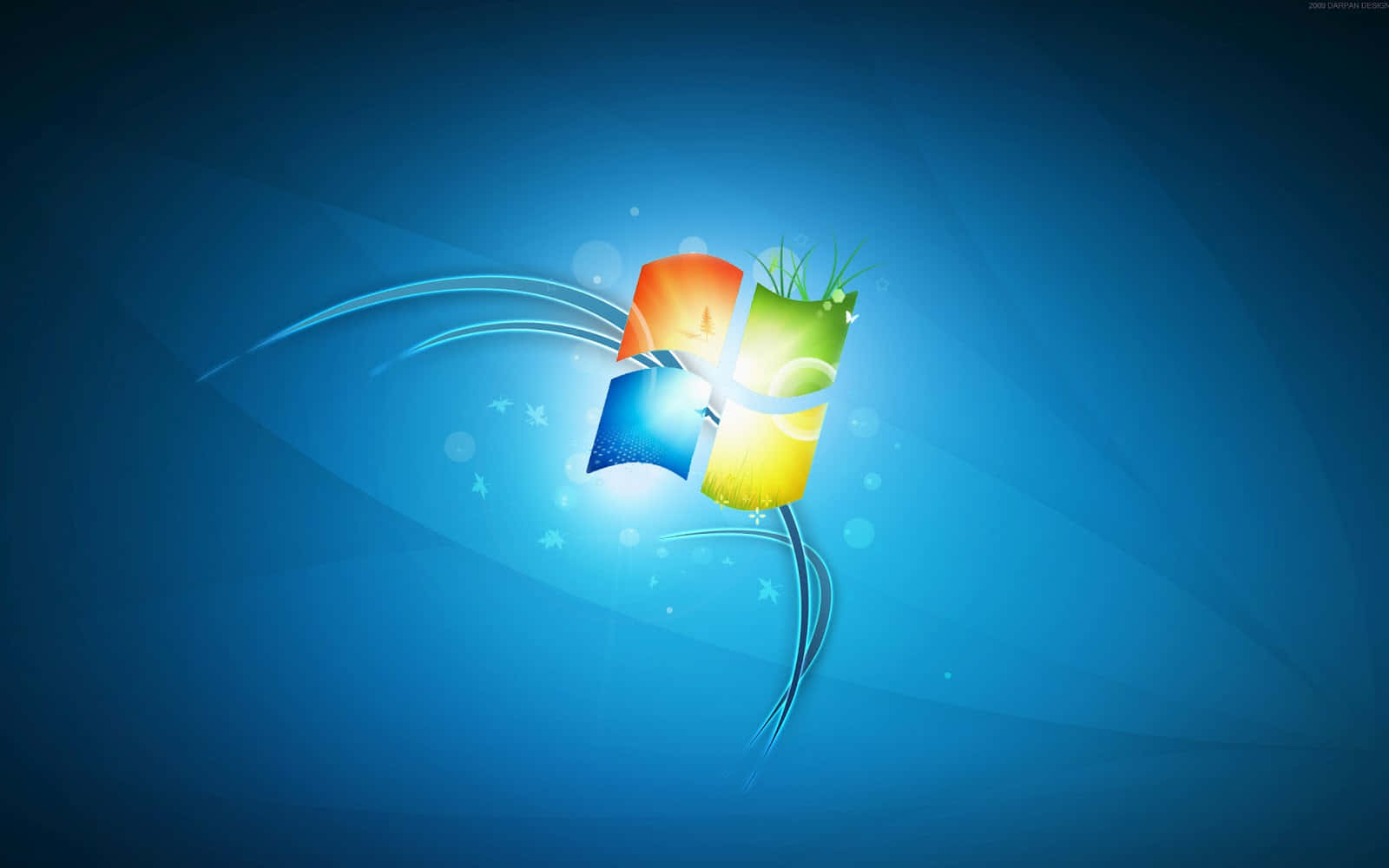 Windows 8 桌布 壁紙 — Windows 標誌，帶有彩色窗格和發光漩渦，背景為漸變藍色。