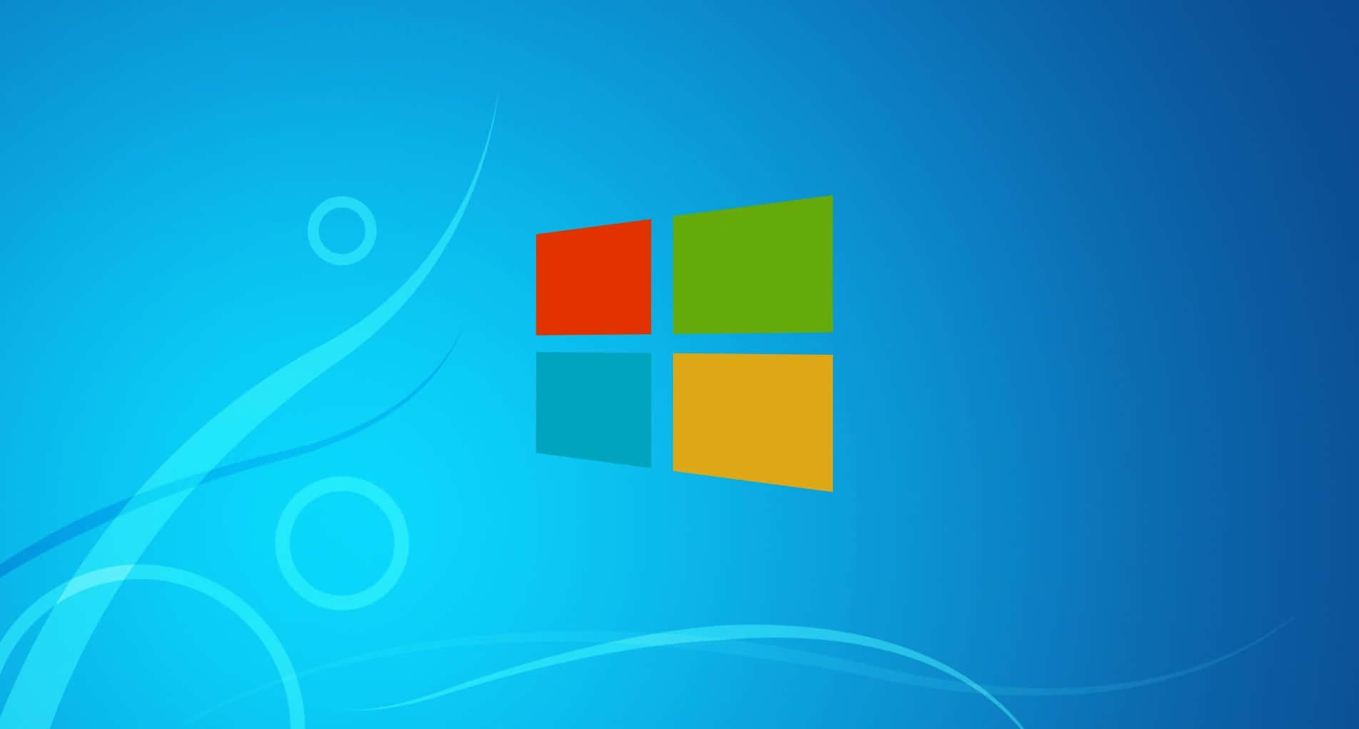 Windows 8 桌布 壁紙 — Windows 標誌，帶有紅色、綠色、藍色和黃色方塊，背景為藍色漸變，帶有淺色漩渦。