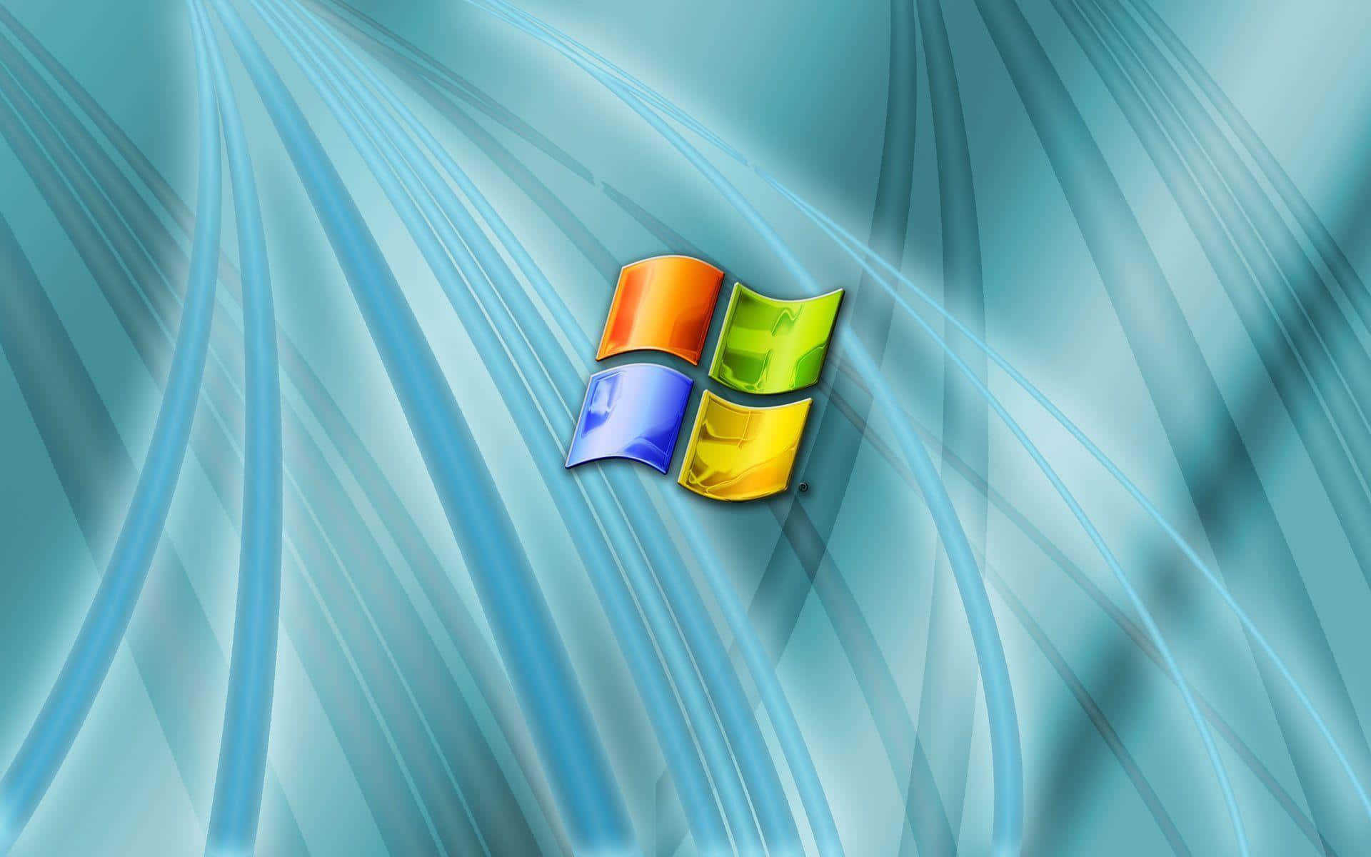 Windows Vista 桌布 壁紙 — Windows 標誌居中於流動的藍色抽象背景上，帶有光線條紋。