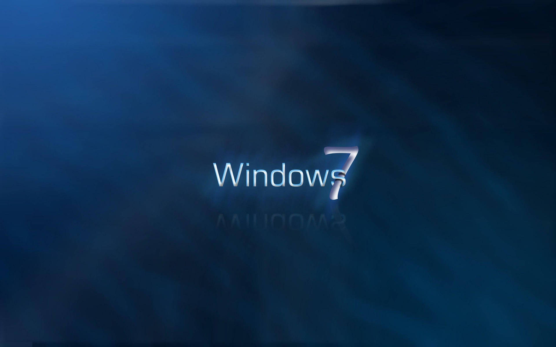 Windows 7 標誌在藍色抽象背景上帶有發光文字。
