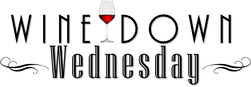 WINE DOWN Wednesday 活動圖文 壁紙 — 一個裝滿紅酒的酒杯，居中放置在純黑背景前。