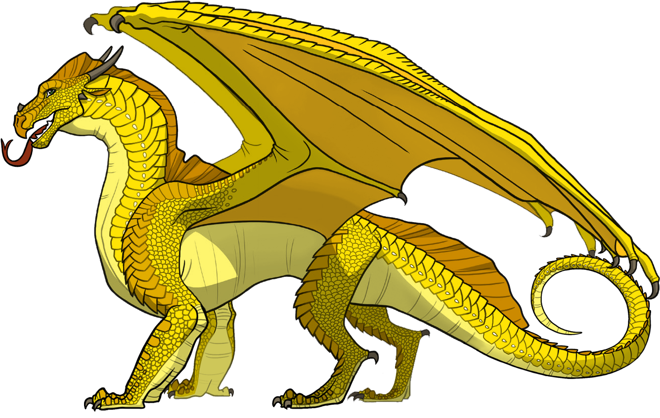 《Wings of Fire》金色龍插畫 壁紙 — 一隻雄偉的金色龍，帶有精細的鱗片和展開的翅膀，矗立在純黑背景前。