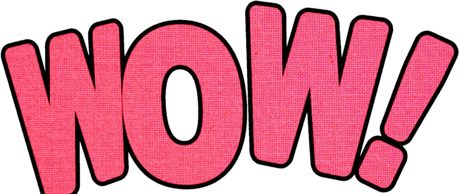 粉紅 WOW 文字圖形 壁紙 — 大膽的粉紅色紋理 wow 感嘆號，以大號風格化字體呈現，背景為 stark 黑色。