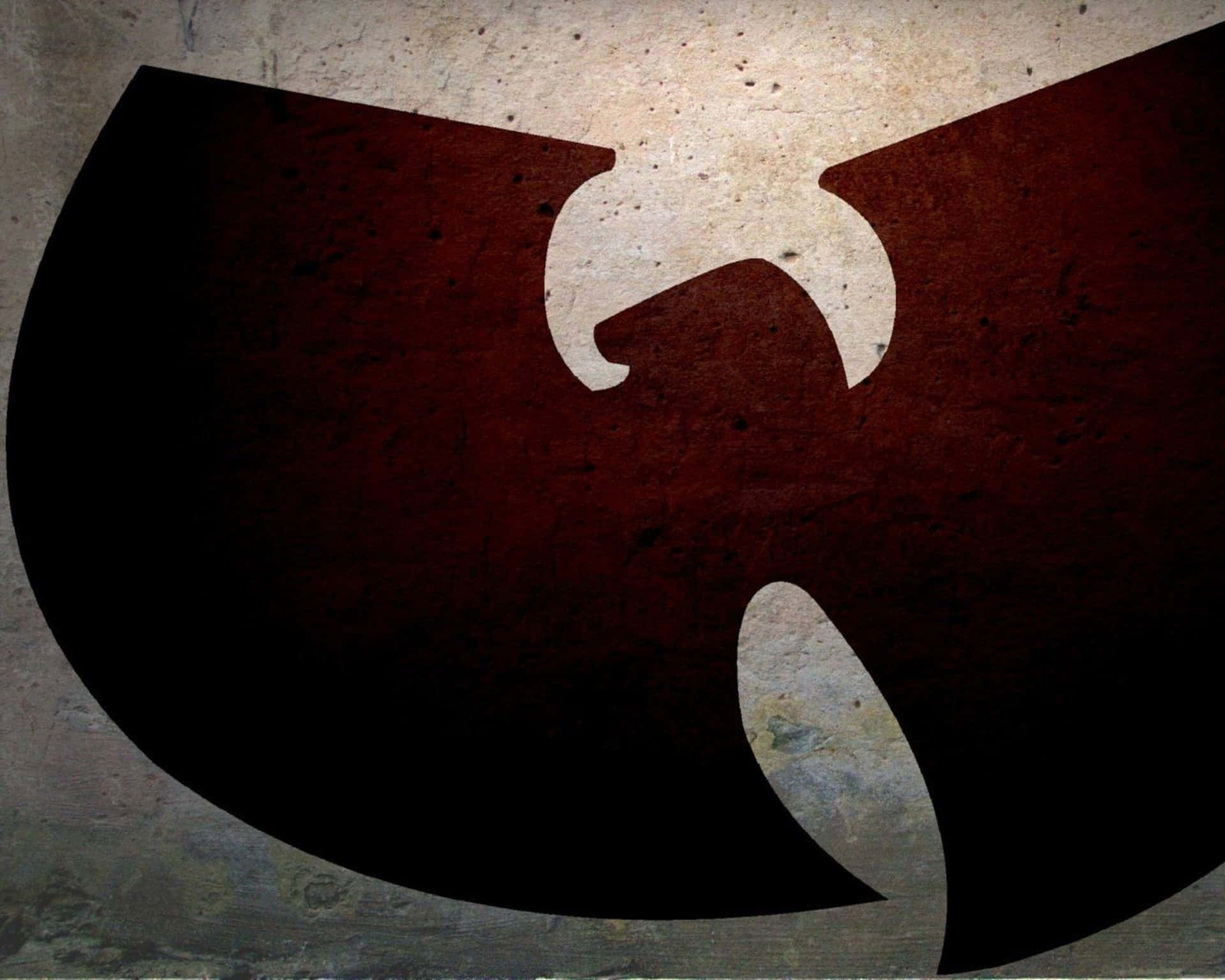 Wu-Tang Clan標誌以黑色和紅色塗在粗糙的混凝土牆上。
