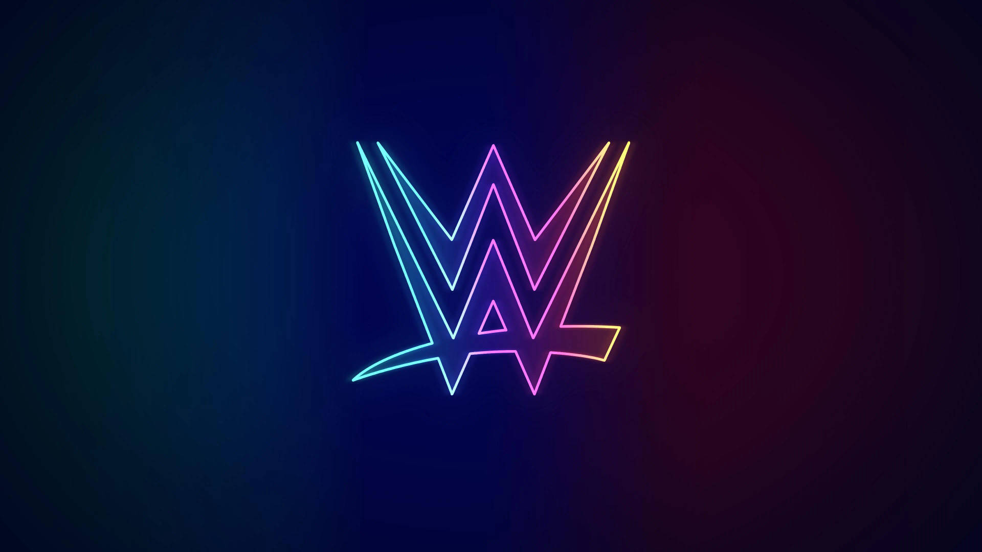 WWE標誌在深色背景上以霓虹色發光