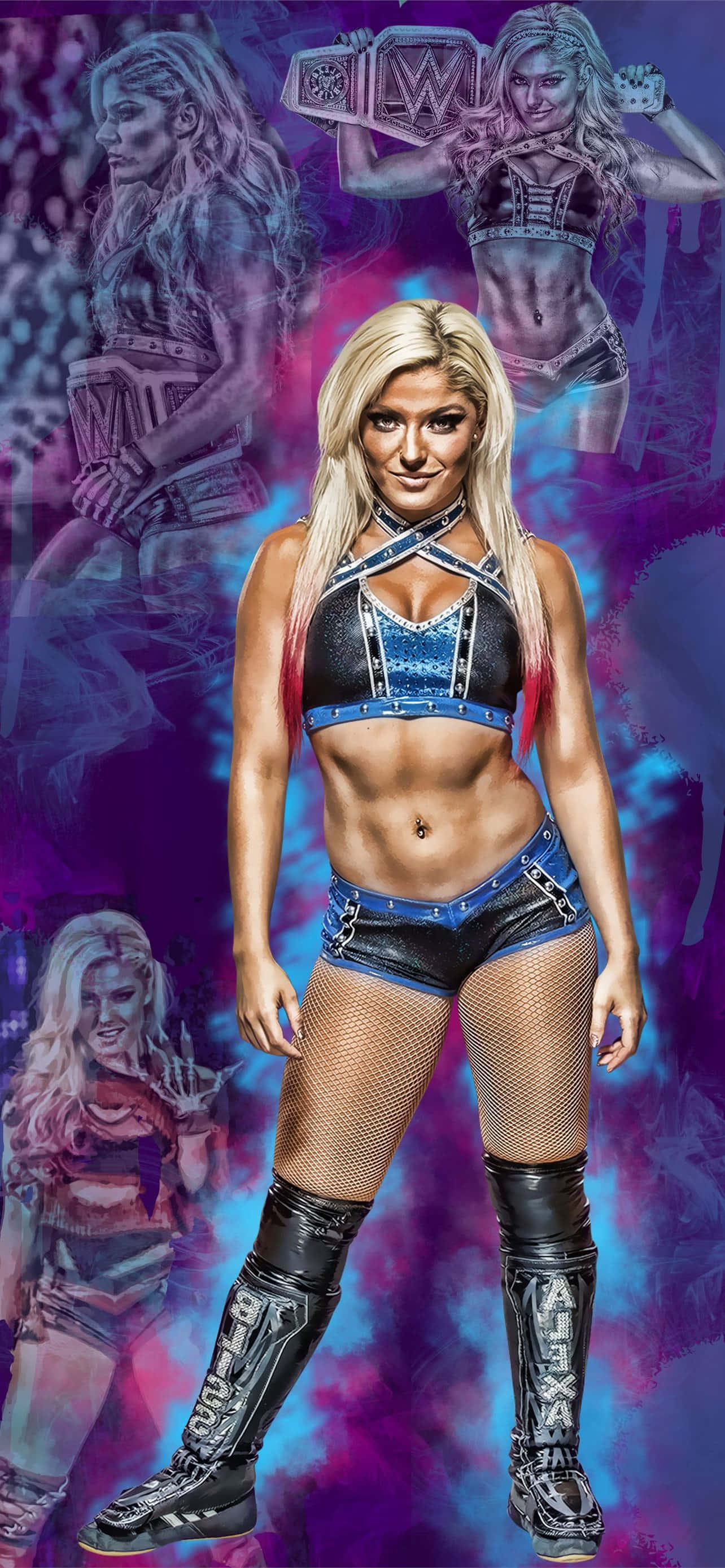 WWE摔角手身穿紫色與藍色服裝 壁紙