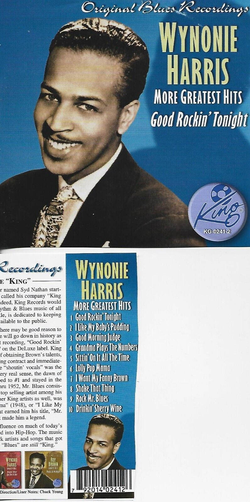 Wynonie Harris的《More Greatest Hits》專輯封面，附有歌曲列表和King Records標誌。