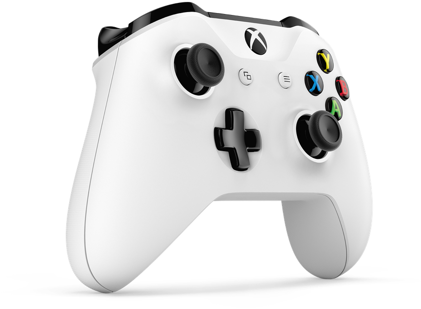 白色Xbox無線控制器 壁紙 — 一個時尚的白色Xbox控制器，帶有黑色點綴和彩色按鈕，孤立地立在純黑色背景上。